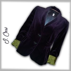 J. CREW Purple Velvet Jacket w/Olive Trim – 4